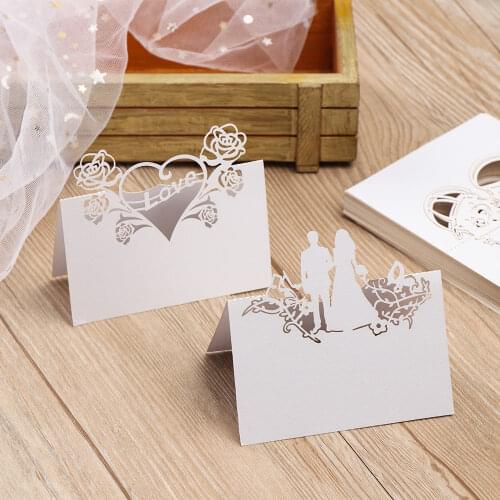 New 50Pcs White Lace Name Place Cards Wedding Decoration Table Decor Table Name Message Greeting Card Baby Shower Party Supplies