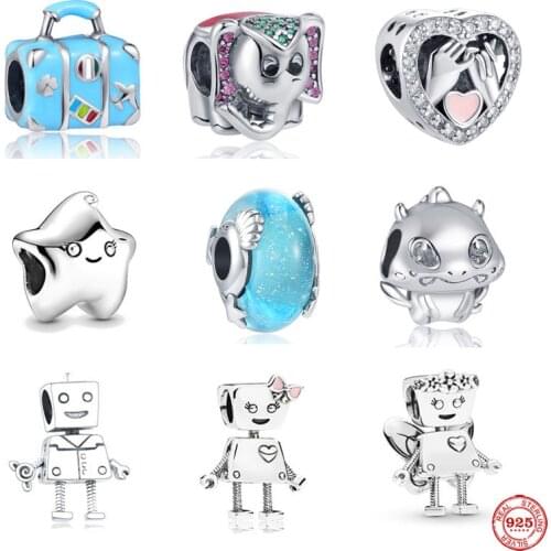 NEW lake blue suitcase elephant star bella diy Beads Fit original Pandora charms silver 925 Women DIY Making Jewelry Accessories