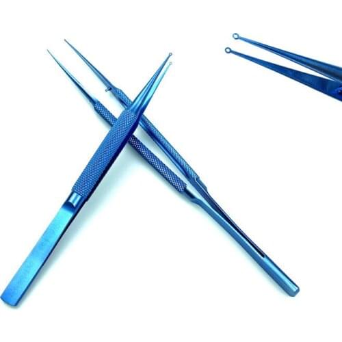 Ophthalmic Micro Fine Ringtip Forceps 1.0mm Whole Ring Tip 18cm 14cm Titanium tweezer Eye tools
