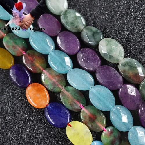 OMH Z73 13X18mm Polished Color By Hand Jewelry DIY Making Bracelet Necklace Gift Round Faceted Natural Stone Loose Spacer Beads