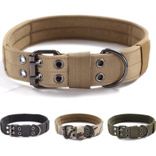 Pet Collar Training Pet Supplies Wear-resistant Adjustable Collar Medium and Large Dog Outdoor Double-layer Thick Nylon Solid