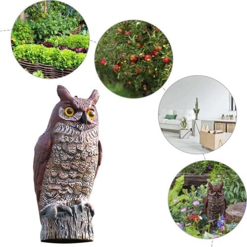 Outdoor Bird Scarer Plastic Owl Scarecrow Sound Owl Prowler Decoy Protection Repulsive Pest Control Yard For Garden 17*17*38 Cm