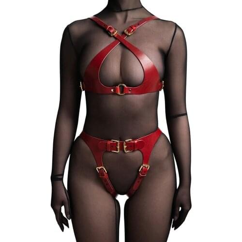 PU Leather Harness Belts Body Bondage High Quality Thigh Ring Garter Suspender Harness Bra Cage Belt Garters Sexy Rock Pub Punk