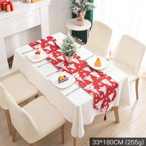 35x180cm Table Cloth Runner Christmas New Year Party Decorations Tablecloth Xmas Tree Elk Plaid Printed Dinner Table Cover