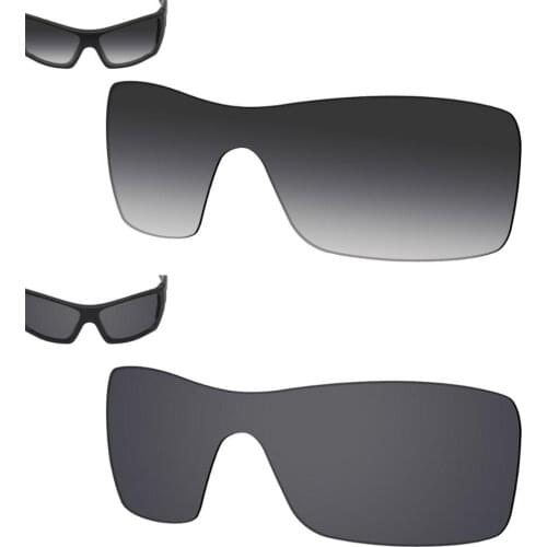 SmartVLT 2 Pieces Polarized Sunglasses Replacement Lenses for Oakley Batwolf-Grey Gradient and Solid Black