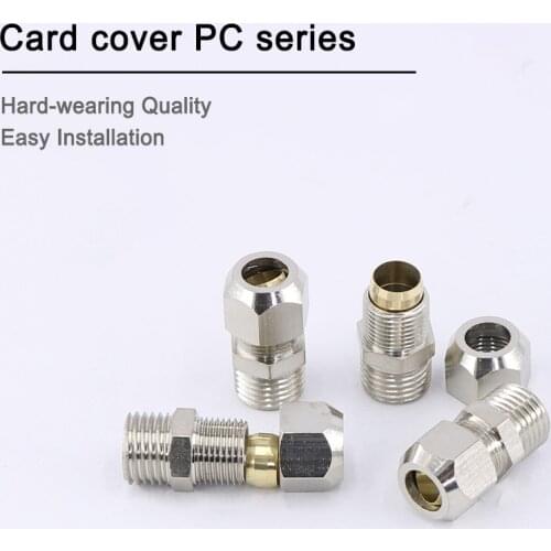 1pc Compression Ferrule Tube Fitting Brass Pipe Double Fast Twist Card Straight through PC4/6/8/10