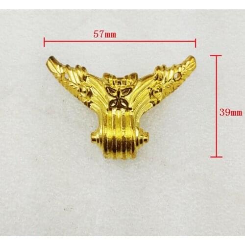 Vintage Alloy Animal Beast Foot,Decoration Legs,Wooden Box Foot,Cabinet Corner,Gold Plated Color,57*39mm,8Pcs
