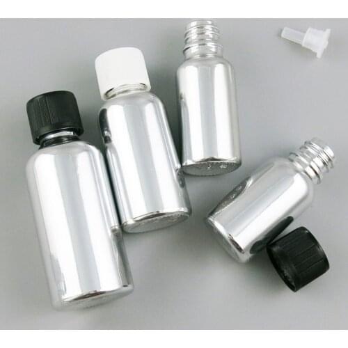 360 x 5ml 10ml 20ml 30ml 50ml 100ml Essential Oil Silver Plating Glass Bottle With 2 Plastic Cap for Liquid Reagent Pipette Vial