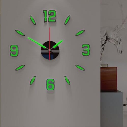 Luminous DIY Wall Clock Living Room Modern Minimalist Mute Creative Clock Table Home Decoration Acrylic Wall Sticker Wall Clock