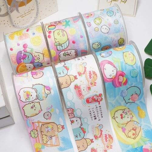 DIY Craft Supplies Cartoon Printed Grosgrain Satin Ribbon 50 Yards, Planar Resins 30 Pieces. 54669