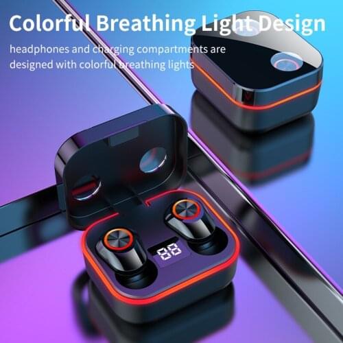 TWS M8 Earphone Breathing Light Bluetooth Headset V5.1 In-ear Digital Display TWS Bluetooth Headset Mirror Headsets