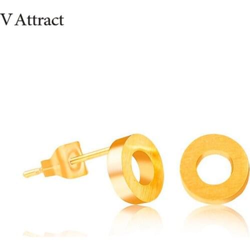 V Attract Geometric Boucle D Oreille Metalwork Stainless Steel Punk Circle Stud Earrings for Women and Men Jewelry Brincos 2018