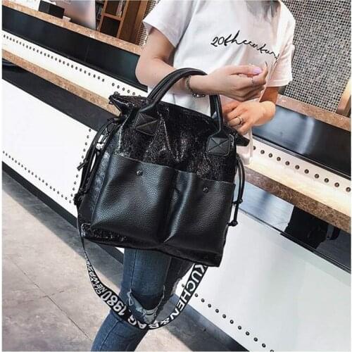 Women Bags Large Capacity Shopping Bag Double Pocket Girl Casual Tote Young Lady Handbag Shoulder Bag Crossbody Bag Female Purse