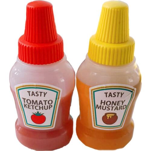 2pcs/set 25ML Mini Tomato Ketchup Bottle Honey Mustard Portable Small Sauce Container Salad Dressing Container Pantry Containers