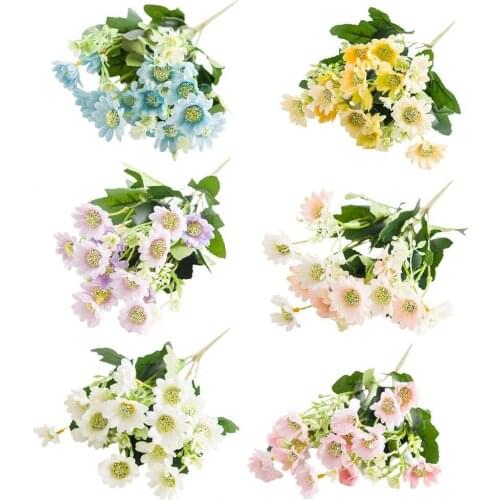 1 Bouquet Fake Plants Maintenance Free Vivid Faux Silk Cloth Wedding Marguerite Bouquet for Indoor Festival Decoration