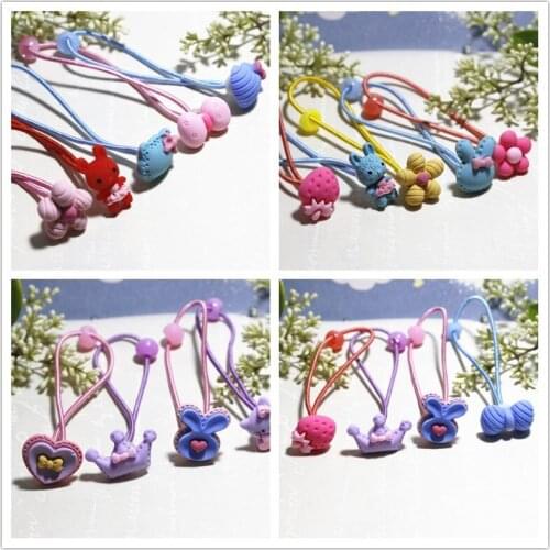 10 New mixed color cartoon cute kids girls hair bands elastic hair bands