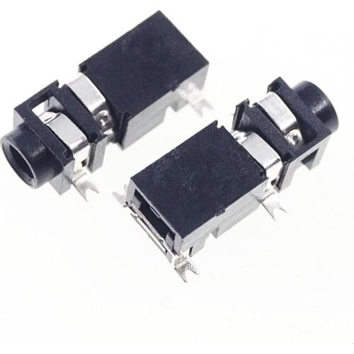 100pcs Phone Jack 2.5 mm Stereo 4 pins 3 Poles internal Tip Switch Normally Closed SMD Surface Mount Right Angle TRS Socket