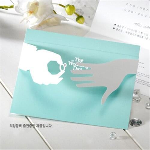 100pcs Blue Inviting Card Laser Cut Paper Event Party Supplies Decoration Lover Romantic Wedding Invitation