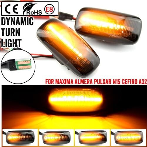2pcs Dynamic LED Side Marker Turn Signal Lights Indicator Amber Repeater Car Lights For Nissan Cefiro A32 1995-2000