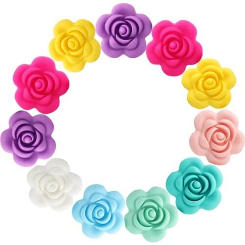 200pcs Rose Silicone Beads 8Colors Baby Teethers Food Grade Baby Teething Toys For Pacifier Chain Necklace DIY Accessories