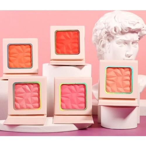 5 Colors Single Blush Palette Private Label Face Ruddy Peach Diamond Relief Pink Blusher Makeup Natural Easy To Wear No Logo