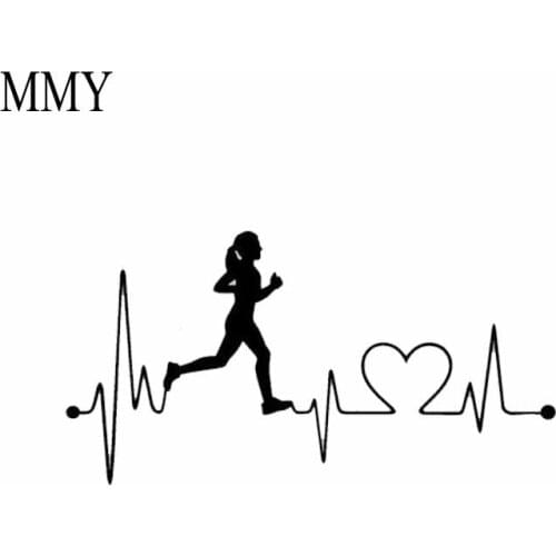 7"*3.75" Run Girl Heartbeat Marathon 13.1 26.2 Running Decal Sticker Trucks Walls Laptop Car Stickers