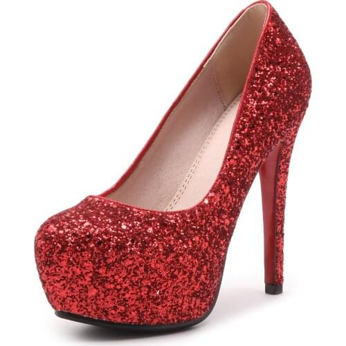 Glitter in the spring of 2018 sexy female fine with waterproof ultra-high with night light mouth single shoes 1822