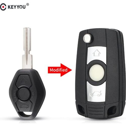 KEYYOU Modified Flip Car Remote Key Shell Case For BMW 1 3 5 6 7 Series Z3 Z4 X3 X5 M5 E38 E39 E46 Key 3 Buttons Fob HU58 Blade