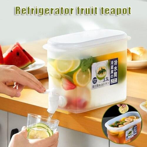 Beverage Dispenser Cold Kettle With Locking Clamp Drink Dispenser Reusable Beverage Dispenser Fruit Beverage Tub Household 3.5L