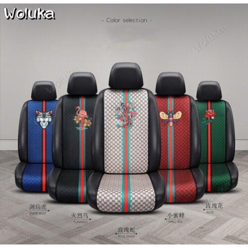 Four Seasons Universal Car Seat Cover Set Front Rear Row Mat Cartoon Seat kst Pad Car Seat Cushion Free Strapped CD50 Q01