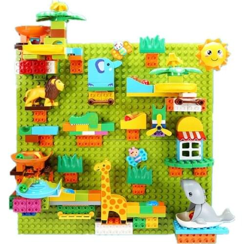 Large Marble Race Run Construction Building Blocks Funnel Track Special Slide Swing Gear Compatible Bricks Parts