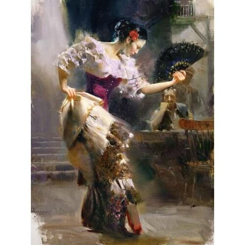 Beautiful Dancer Painting, Portrait Arts, Living Room Decor, Handpainted Woman Oil Painting, Oil on Canvas, Wall Pictures