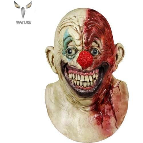 WAYLIKE Funny Joker Clown Latex Costume Mask Creepy Evil Halloween Clown Mask Full Face Mask For Party