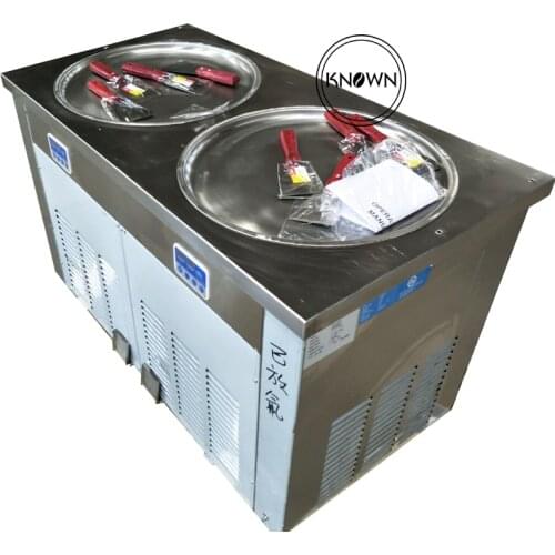 Double Pans Fried Ice Cream Machine 2 Round Pans Ice Cream Roll Making Machine
