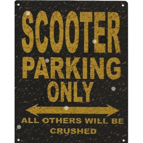 Scooter Classic Parking Sign Shed Garage Metal Tin Signs Large :12X 8 Inches