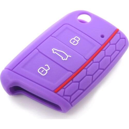 Muchkey For Volkswagen Touareg GTI Polo Golf Mk6/Plus Silicone Flip Remote Key Case Cover Floding Key 3 Button 1PC