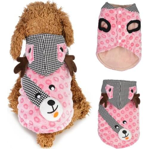 New Lovely Elk Hooded Soft Dog Clothes Autumn Winter Pet Dog Cartoon Costume Christmas Puppy Coat