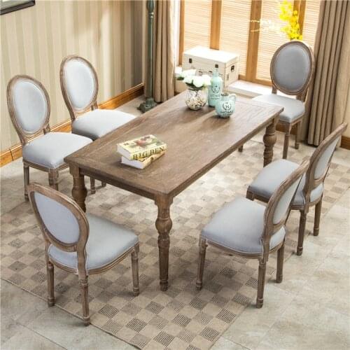 Nordic Retro Back Solid Wood Dining Chairs Modern Fabric Customized Dining Stools Bedroom Furniture European Dining Chairs