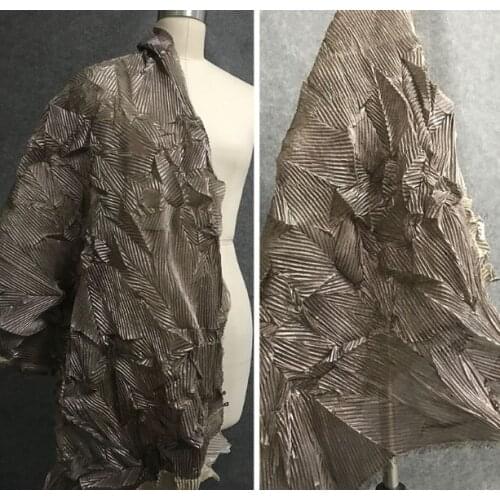 Pleated/light coffee color bronzing original irregular creative clothing fabric