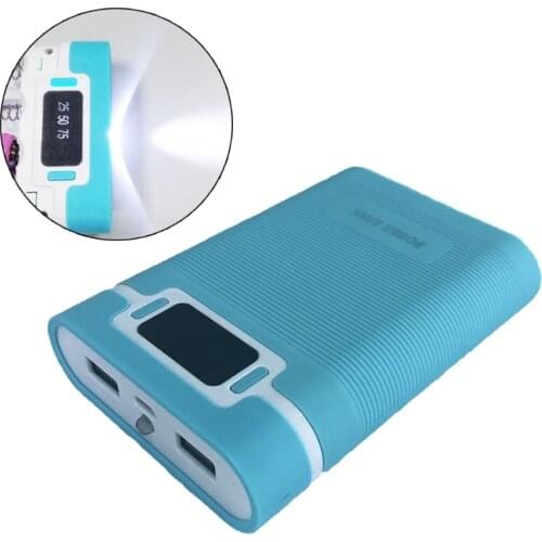 Dual USB LCD Anti-reverse Portable Power Bank Box 4x 18650 DIY Display Battery Charger 5V 2A Powerbank Case With LED Flashlight