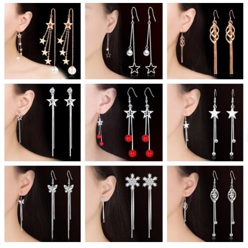 Tassel earrings trendy earrings female Korean long fashion earrings elegant exquisite Womens Earrings