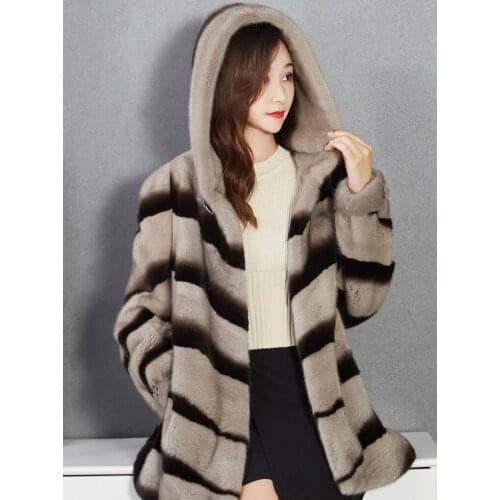 2020 new women mink hooded winter jacket faux Korean autumn fur coat manteau fourrure femme