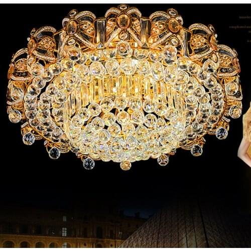 Modern Crystal Ceiling Lamps LED Gold Ceiling Lights Fixture Home Warm Neutral Cold White 3 Colors Changeable with Controller
