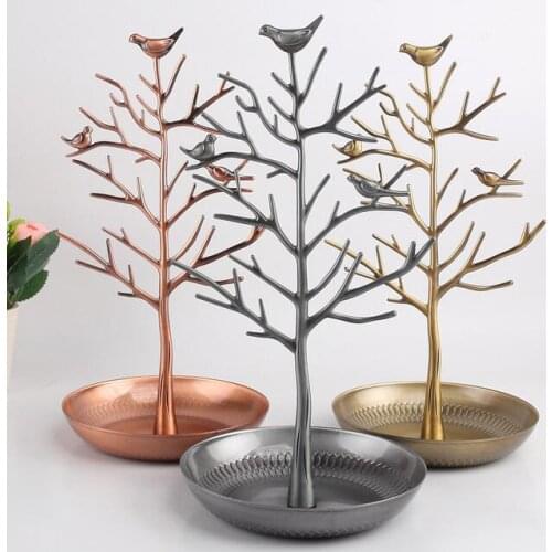 High Level Jewelry Display Stand Rack Tree Bird Stand Iron Necklace Earring Holder Bracelet jewellery Fashion Organizer 5 Colors