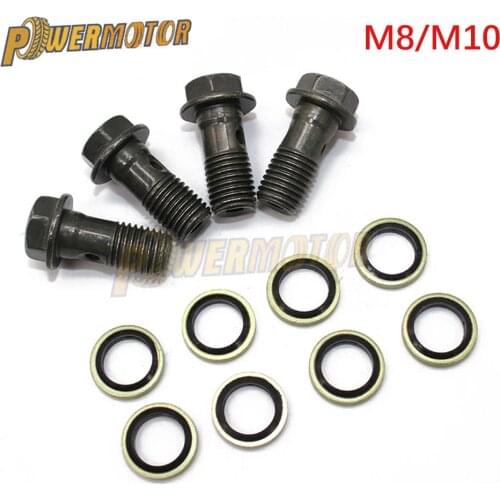 Universal Motorcycle Parts Motor Oil Cooler Adapter Fittings Screw Brake M8/M10 Screws With Gasket Oil Cooler Line Bolts Screws