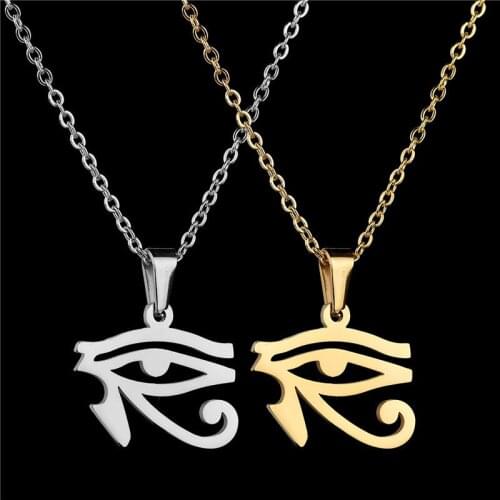 XLNT new fashion ancient egypt eye of Horus Pendants round cross chain short long Mens Womens silver necklace Jewelry Gift