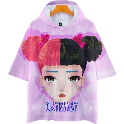 Y2K Kawaii Hoodie Men Cry Baby Melanie Martinez Leisure short-sleeved Hoodie Sweatshirt Women Summer Anime Harajuku Streetwear