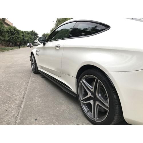 C Class B Style Carbon Fiber Side Skirts Lip Aprons Protector for Mercedes Benz W205 C205 C63 AMG C200 C300 2 4 Door 15-17 2PCS
