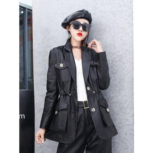 Genuine Sheepskin Leather Jacket Women Spring Autumn 2021 Womens Coats Simple Street Female Jackets Mujer Chaqueta Zjt1953