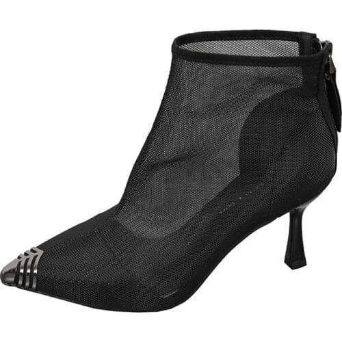 Martin boots womens short boots 2021 new summer thin mesh breathable hollow pointed high heels womens stiletto single boots